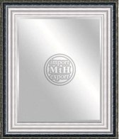 Spiegel met facet, 46x136cm incl. lijst. zwart-zilver