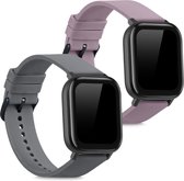 kwmobile 2x armband voor Huami Amazfit GTS / GTS 2 / GTS 2e / GTS 3 - Bandjes voor fitnesstracker in lavendel / grijs