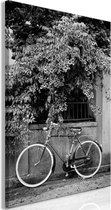 Schilderij - Bicycle and Flowers (1 Part) Vertical.