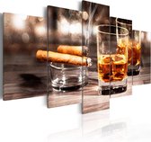 Schilderij - Cigar and whiskey.