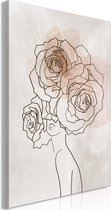 Schilderij - Anna and Roses (1 Part) Vertical.