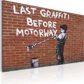 Schilderij - Last graffiti before motorway (Banksy).