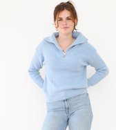 Lichtblauwe half-zip trui