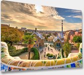 Akoestische panelen - Geluidsisolatie - Akoestische wandpanelen - Akoestisch schilderij AcousticBudget® - paneel met uitzicht Guell park, Barcelona - design 167 - 90x60 - Wanddecor