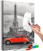 Doe-het-zelf op canvas schilderen - Car in Paris.