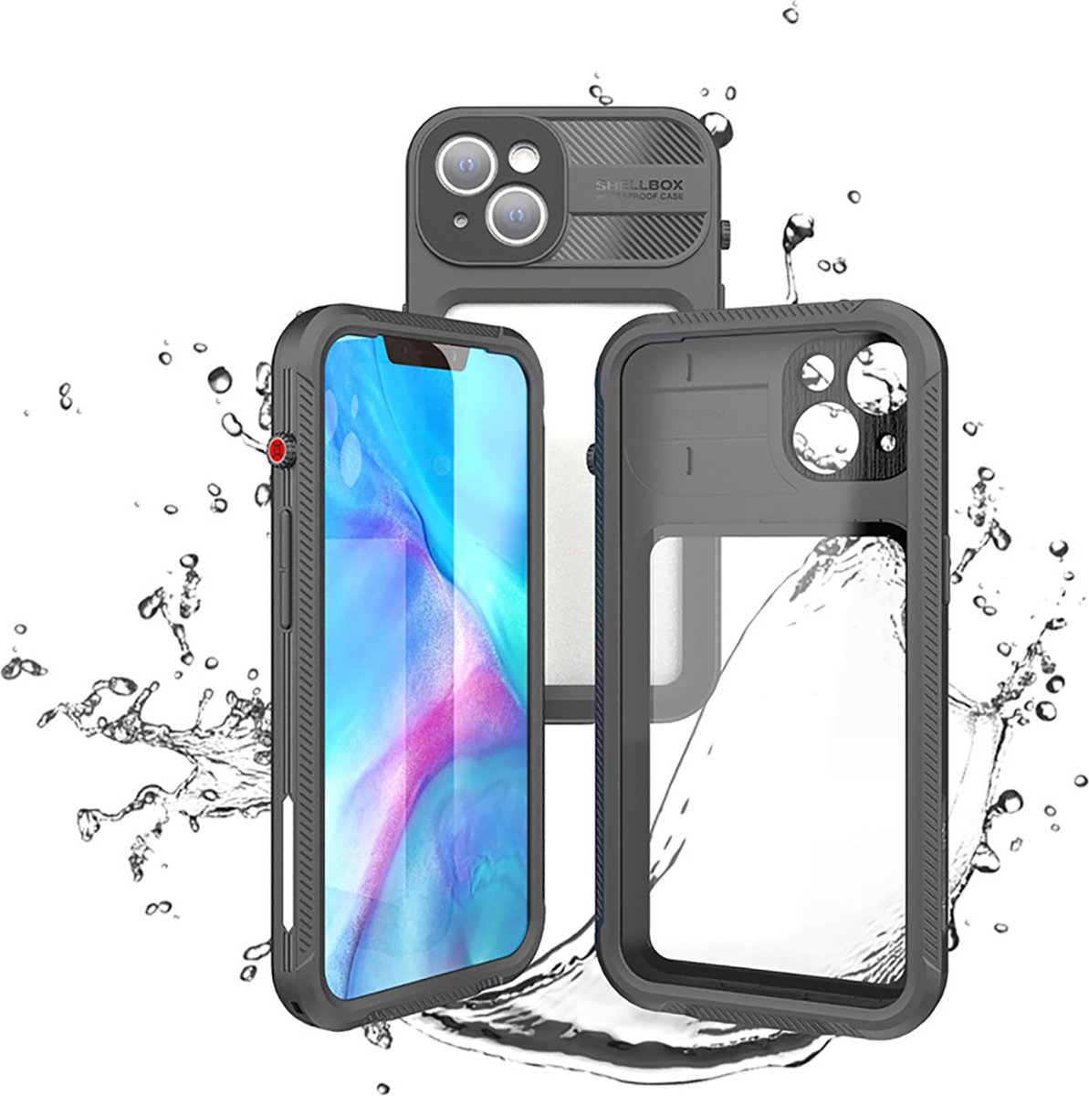 Shellbox Waterproof Case 2M Underwater hoesje voor iPhone 13 - zwart