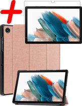 Hoesje Geschikt voor Samsung Galaxy Tab A8 Hoes Case Tablet Hoesje Tri-fold Met Screenprotector - Hoes Geschikt voor Samsung Tab A8 Hoesje Hard Cover Bookcase Hoes - Rosé goud