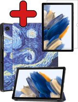 Hoes Geschikt voor Samsung Galaxy Tab A8 Hoes Book Case Hoesje Trifold Cover Met Screenprotector - Hoesje Geschikt voor Samsung Tab A8 Hoesje Bookcase - Sterrenhemel