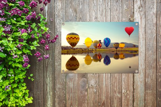 Posters de jardin extérieur Montgolfière - Couleurs - Water - Reflet - 90x60 cm - Toile jardin - Affiche extérieure