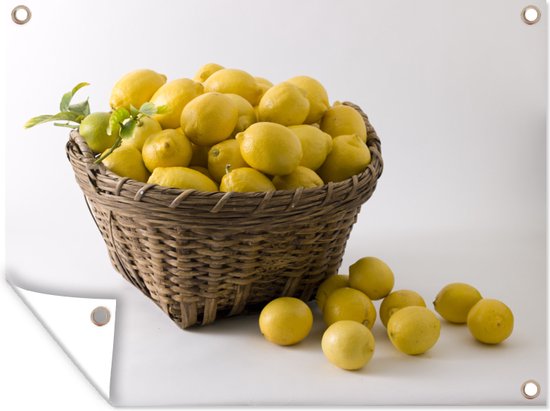 De citroenen puilen uit een authentieke mand
