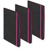 Set van 5x stuks schriften/notitieboekje roze met elastiek A5 formaat - 80x gekleurde blanco paginas - opschrijfboekjes