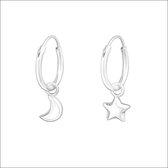 Aramat jewels ® - Kinder oorringetjes maan en ster 12x1,2mm 925 zilver