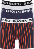 Björn Borg boxershorts Core (3-pack) - heren boxers normale lengte - blauw - wit en blauw met rood gestreept -  Maat: S