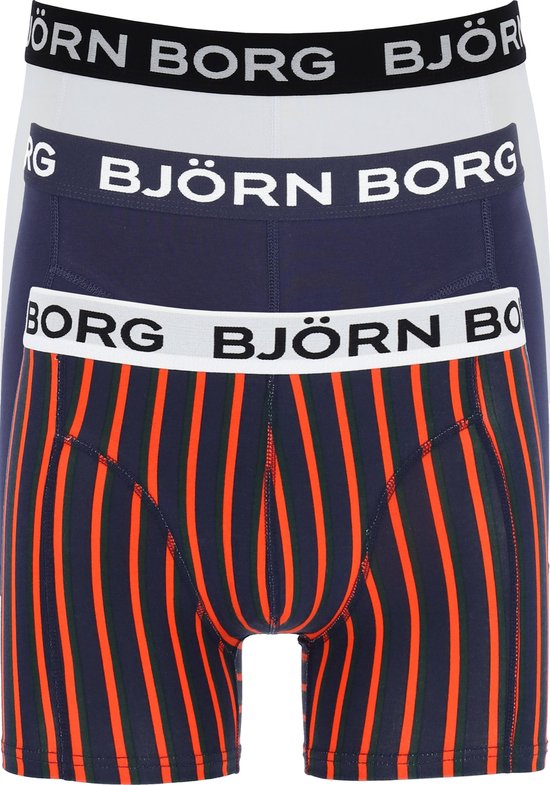 Björn Borg boxershorts Core (3-pack) - heren boxers normale - blauw - wit en blauw met rood gestreept - Maat: