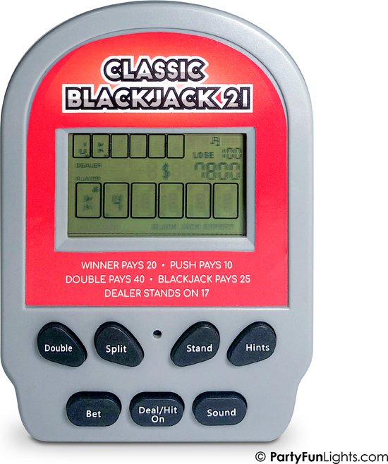 Thumbnail van een extra afbeelding van het spel HappyFunToys - Elektronisch Retro Blackjack 21 zakspel - pocketspel - reisspel - kaartspel