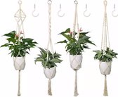 4 Stuks Plantenhangers - Boho Handgeweven Katoen Hangpot voor Binnen/Buiten - Macramé Touw/Koord Hangplant Houder - Bohemian Wandhanger Decoratie - Verticale Tuin Plant Hanger Bloempothouder 