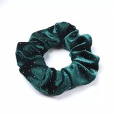 Scrunchie Groen met Gouden Stippen - Scrunchie Velvet - Haarwokkel - Haarelastiek - Haaraccessoires