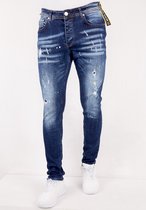 Paint Splatter Jeans Mannen Slim Fit -DC-006- Blauw