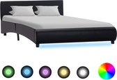 Decoways - Bedframe met LED kunstleer zwart 140x200 cm