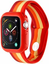 Geschikt voor Apple watch 4|5|6 bandje 42mm - 44mm large siliconen rood - oranje - geel