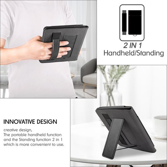 Lunso - Luxe sleepcover stand hoes - Geschikt voor Kobo Sage (8 inch) - Zwart van Lunso — afbeelding 3