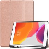 Apple iPad 7 10.2 (2019) Hoes - Mobigear - Tri-Fold Pencilholder Serie - Kunstlederen Bookcase - Roségoud - Hoes Geschikt Voor Apple iPad 7 10.2 (2019)