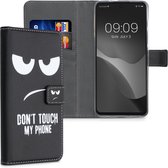 kwmobile telefoonhoesje voor Motorola Moto G60S - Hoesje met pasjeshouder in wit / zwart - Don't Touch My Phone design