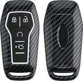 kwmobile hoes voor autosleutel compatibel met Ford MyKey 4-knops autosleutel (Key Free) - Autosleutelbehuizing in zwart - Carbon design
