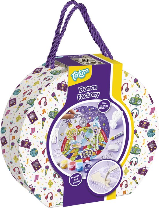 Totum knutselkoffer Disco dans canvas schilderijtje maken - speelgoed meisjes - knutselen met gips home deco