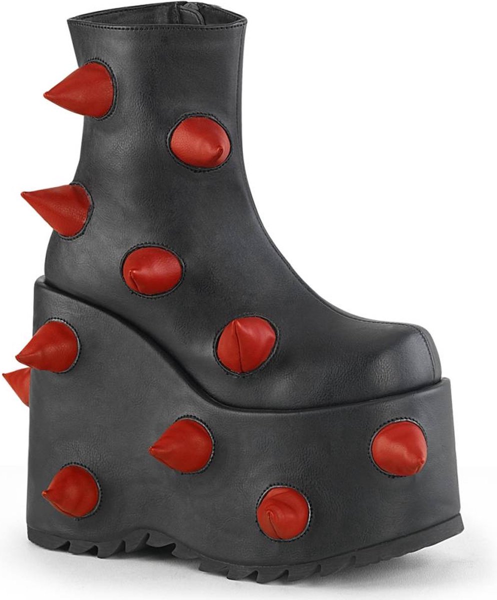 DemoniaCult - SLAY-77 Plateau Laarzen - US 8 - 38 Shoes - Zwart/Rood