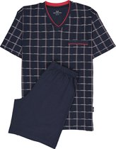 Gotzburg heren shortama - blauw met rood en wit geruit - Maat: L