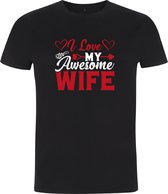 T-shirt | Valentine's Day | I Love My Awesome Wife - S, Heren