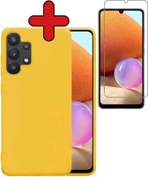 Hoesje Geschikt voor Samsung A32 4G Hoesje Siliconen Case Hoes Met Screenprotector - Hoes Geschikt voor Samsung Galaxy A32 4G Hoes Cover Case - Geel