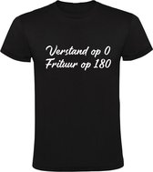 Verstand op 0 frituur op 180 Heren t-shirt | eten | friettent | cadeau | Zwart