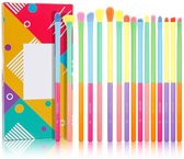Make Up Kwasten Set 16 Stuks - voor Oogschaduw, Wenkbrauwen & Eyeliner - Aluminium, Hout en Synthetisch Haar - Kwastenset - Makeup