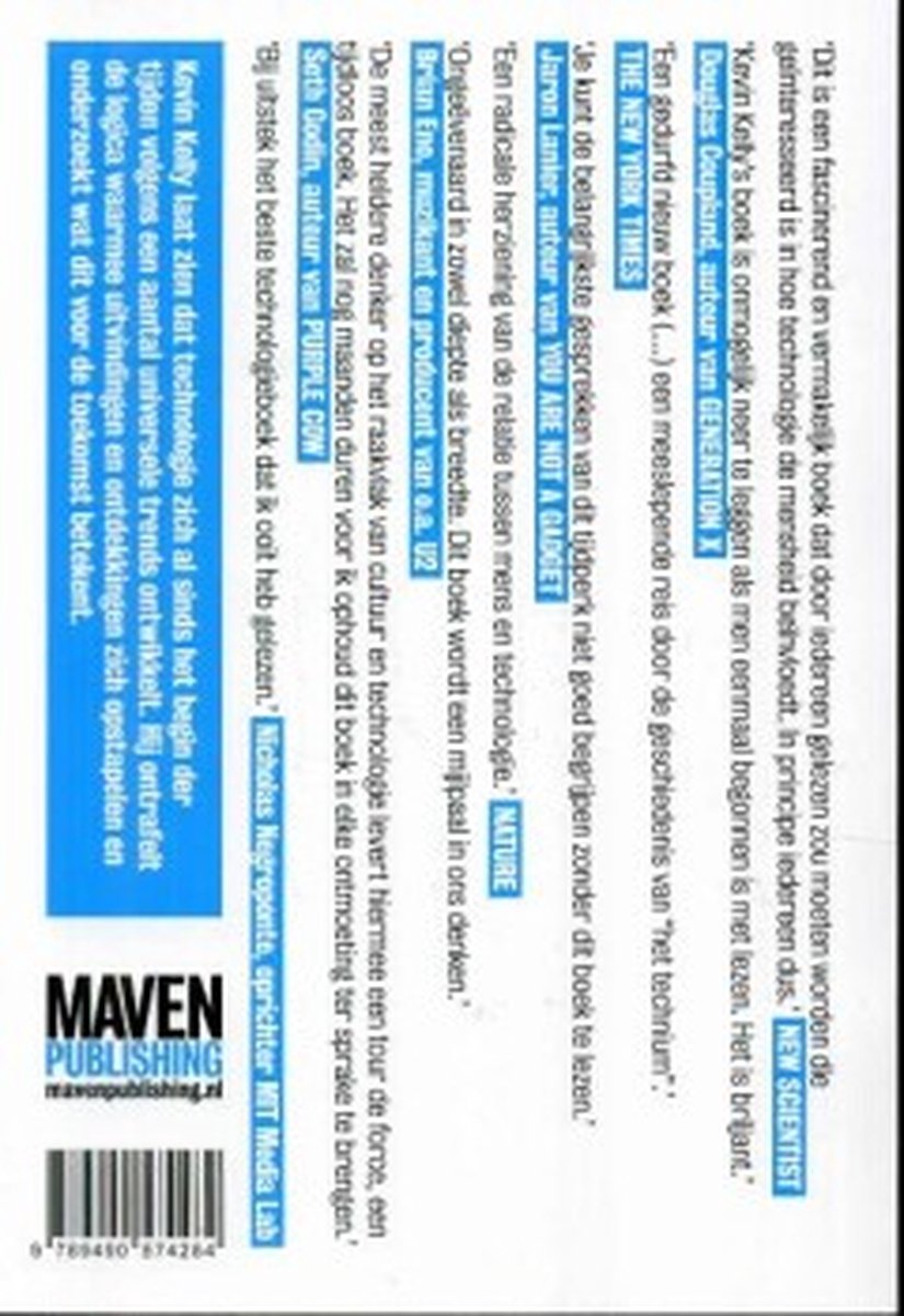 De wil van technologie - back cover