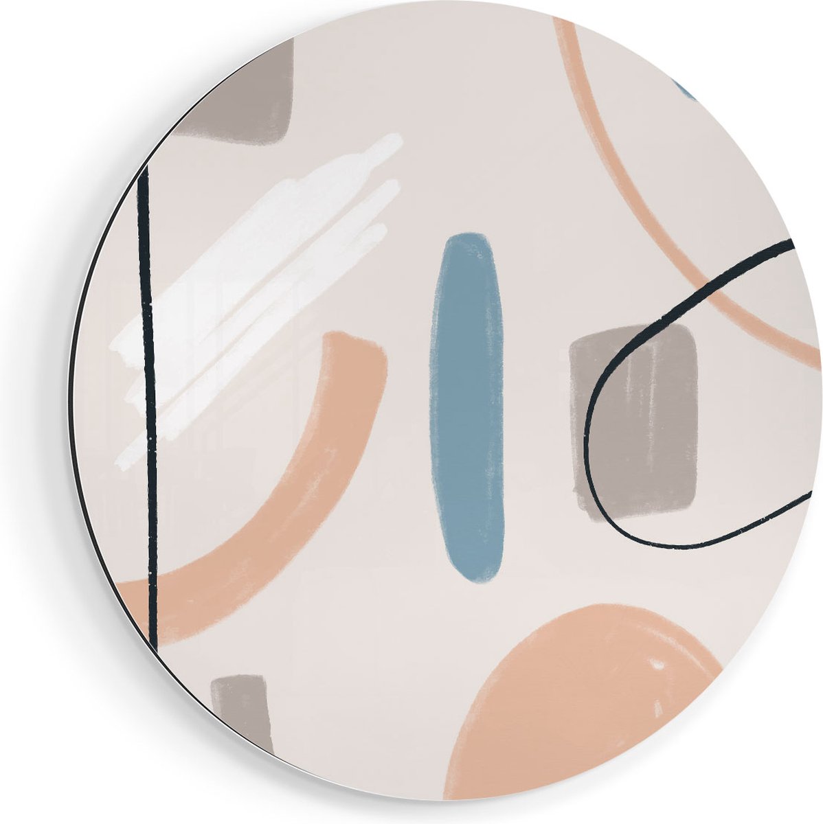 Artaza Dibond Muurcirkel Abstracte Kunst - Scandinavische Style - Ø 60 cm - Wandcirkel - R