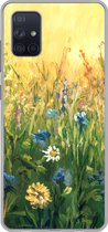 Telefoonhoesje Geschikt voor Samsung Galaxy A71 hoesje - Bloemen - Waterverf - Zon - Siliconen Telefoonhoesje