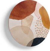 Artaza Houten Muurcirkel - Abstracte Kunst van Cirkels  - Ø 85 cm - Groot - Multiplex Wandcirkel - Rond Schilderij