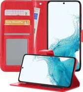 Samsung S22 Ultra Hoesje Book Case Hoes - Samsung Galaxy S22 Ultra Case Hoesje Portemonnee Cover - Samsung S22 Ultra Hoes Wallet Case Hoesje - Rood