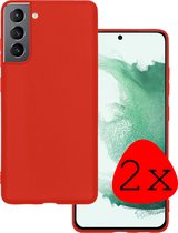 Samsung Galaxy S22 Hoesje Rood Siliconen - Samsung Galaxy S22 Case Back Cover Rood Silicone - Samsung Galaxy S22 Hoesje Siliconen Hoes Rood - 2 Stuks