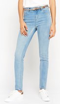 LOLALIZA Skinny jeans met riem - Licht Blauw - Maat 48