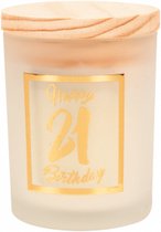 Verjaardag - Geurkaars - White/gold - Happy Birthday - 21 jaar - giftbox groen - In cadeauverpakking