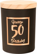 Verjaardag - Geurkaars - Black/Rose - Happy Birthday - 50 jaar - giftbox groen - In cadeauverpakking