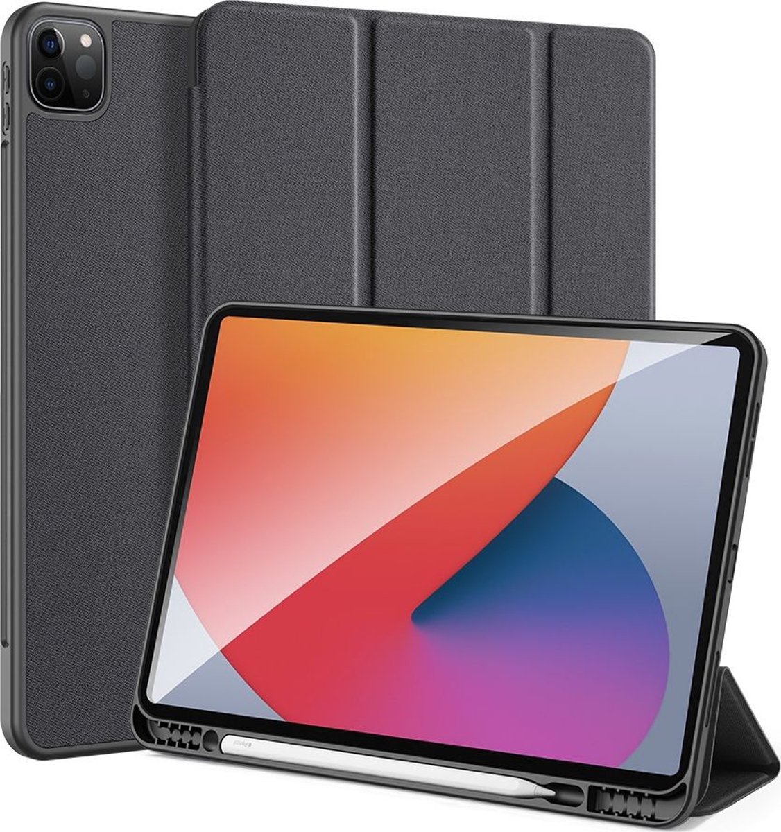 Dux Ducis Tablethoes geschikt voor Apple iPad Pro 12.9 Inch (2021) Hoes | Dux Ducis Domo Bookcase + Stylus Houder - Zwart