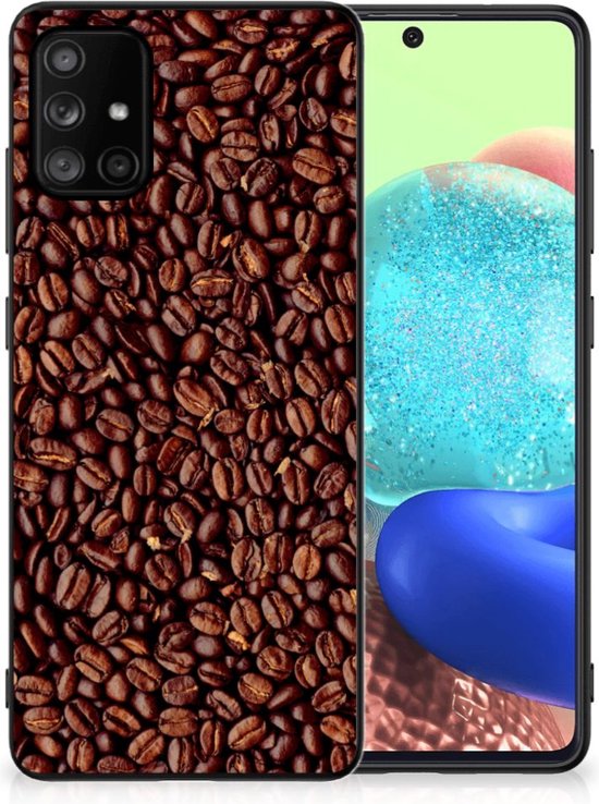 Telefoon Hoesje Geschikt voor Samsung Galaxy A71 Hoesje met Zwarte rand Koffiebonen