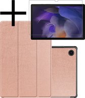 Samsung Galaxy Tab A8 Hoesje Met Screenprotector Zwart Book Case Cover Met Screen Protector - rose Goud