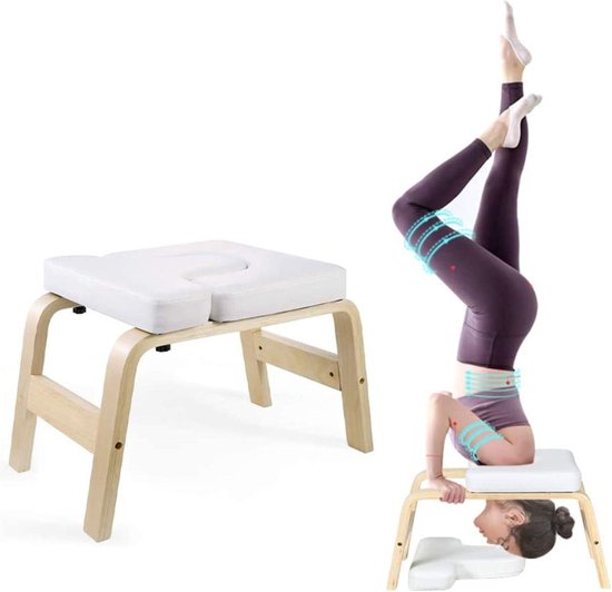 Chaise de Yoga Decopatent ® - Chaise d'inversion en Bamboe - Coussin Wit -  Banc de... | bol.com