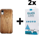 Backcover Hout Design Hoesje iPhone XR Lichtbruin - 2x Gratis Screen Protector - Telefoonhoesje - Smartphonehoesje