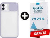 Backcase CamShield Slide Cover Camera Bescherming iPhone 11 Paars - Gratis Screen Protector - Telefoonhoesje - Smartphonehoesje